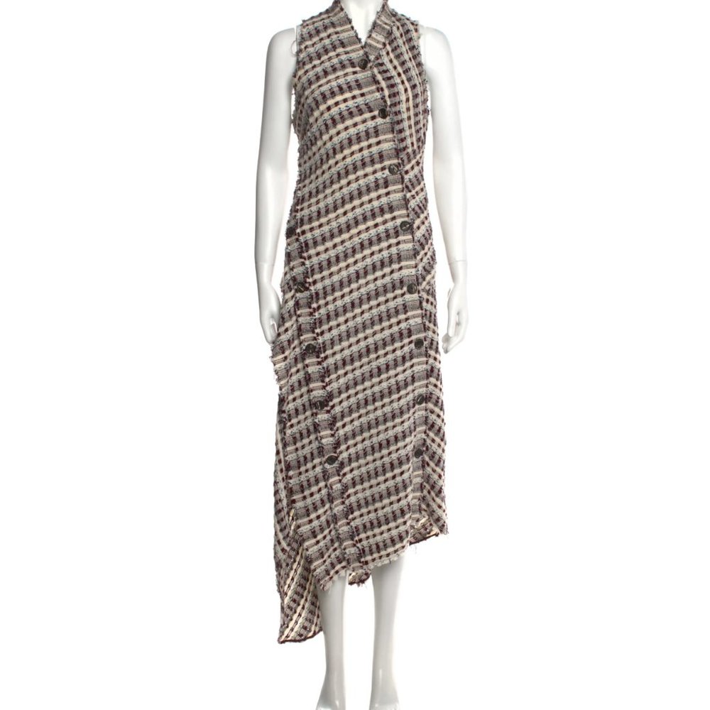 PROENZA SCHOULER Printed Long Dress (Dark Red / Garnet, white)
